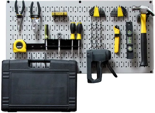 Vista 13 de Wall Control Sistema modular de organizador de herramientas de tablero perforado, unidad de almacenamiento de herramientas de tablero de clavijas