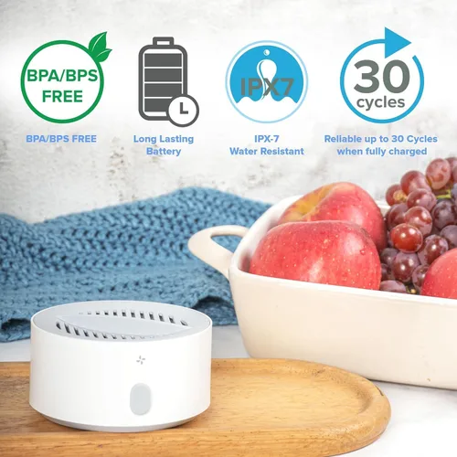 Vista 4 de AquaPure Limpiador de frutas y verduras – Lavadora de productos impermeable con función de electrólisis, lavadora portátil de frutas y verduras