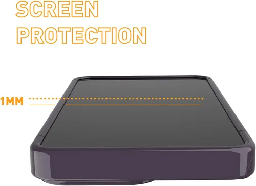 Vista 7 de Armor Funda Signature para iPhone 14 Pro (morado sombra con cinta naranja)