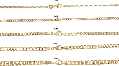 Vista 6 de Barzel Collar de cadena de oro chapado en oro de 18 quilates eslabones cubanos de 0.079in, 0.118in, 0.157in, 0.197in, para mujeres u hombres