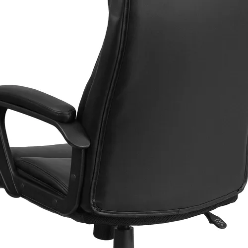 Vista 7 de Flash Furniture Raya - Silla de oficina giratoria ejecutiva de LeatherSoft con respaldo alto y brazos de malla ligera