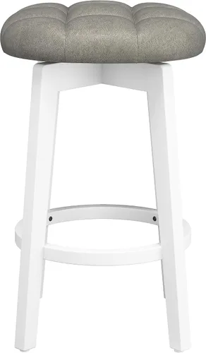 Vista 8 de Hillsdale Muebles Odette Taburete giratorio de madera sin espalda, color blanco