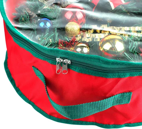 Vista 5 de TREETDOBV Bolsa de almacenamiento para corona, PVC transparente, rectangular, cierre de cremallera, plegable, ligera, 19.7x19.7x5.9 in, guirnalda