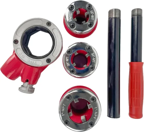 Vista 5 de (R) Herramienta de roscado de tuberías con mango de trinquete 3 muere 1/2 ", 3/4", 1" (NPT) fontanería