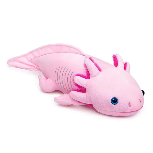 Vista 8 de FRANKIEZHOU Animal de peluche realista de ajolote rosa de 19 pulgadas, juguete de peluche de ajolote, animales de peluche de San Valentín, peluche