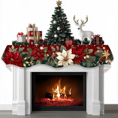 Vista 25 de BVBOX Bufanda Decorativa para Repisa de Chimenea Navideña, Cubierta Corredor para Repisa de Chimenea de Navidad e Invierno