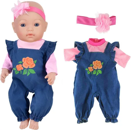 Vista 3 de ebuddy 4 juegos de ropa de muñeca de bebé, trajes de moda para bebés recién nacidos de 14 a 16 pulgadas, 17 pulgadas, muñecas de 15 pulgadas y 18