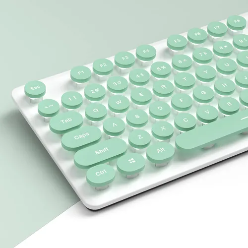Vista 4 de Teclado de máquina de escribir de 104 teclas Punk Gaming Retro Teclado LED Blanco Retroiluminado Lindo Teclado con Cable USB Adecuado