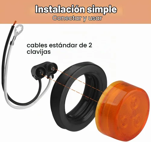 Vista 5 de 10 piezas de luces LED de 2 pulgadas redondas, luces de marcador lateral y de despegue de remolque redondas de 2 pulgadas, 4 luces LED selladas