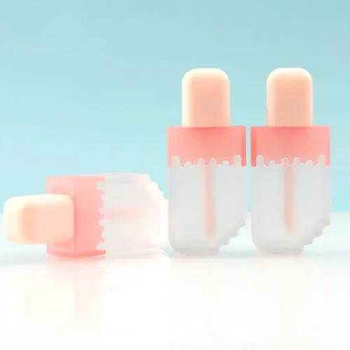 Vista 6 de Lasenersm 4 tubos de brillo de labios en forma de helado rosa, contenedores reutilizables de 0.2 fl oz (0.2 fl oz)