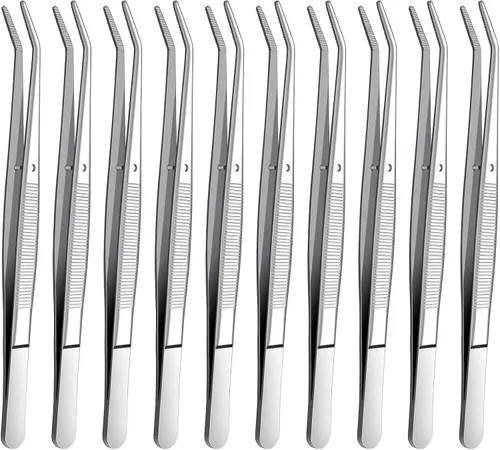 Vista 8 de Pinzas de acero inoxidable, con punta dentada curvada, pinzas multiusos para máquina de coser, pinzas para reparación de manualidades