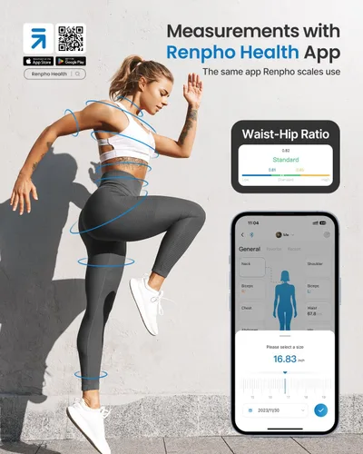 Vista 2 de RENPHO Cinta métrica inteligente, escala inteligente Renpho para peso corporal