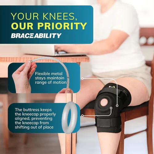 Vista 5 de Rodillera BraceAbility para piernas grandes y personas grandes con muslos amplios, con protección para la rodilla para tratar Tendinitis rotuliana