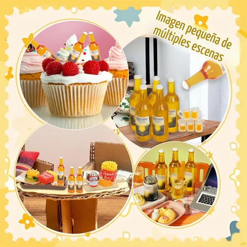 Vista 6 de Hiawbon 11 botellas de cerveza en miniatura a escala 1:12/1:6 mini botellas