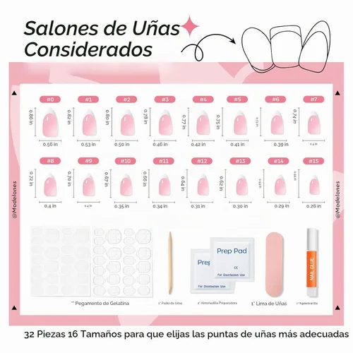 Vista 6 de Modelones Uñas postizas a presión con punta francesa de almendra, uñas postizas cortas de almendra para mujer, kit de uñas reutilizables