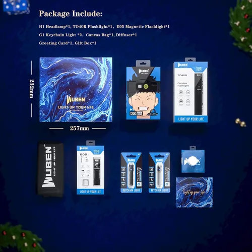 Vista 6 de WUBEN Regalos para hombres, paquete de linternas, equipo y accesorios para exteriores, regalos de Navidad, regalos de cumpleaños de pesca y caza