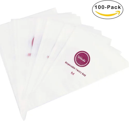 Vista 3 de Webake Bolsa de pastelería desechable de 14 pulgadas para decoración de pasteles, 100 unidades (mediana)