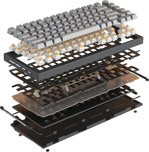 Vista 5 de Glorious Gaming - Teclado personalizado GMMK PRO Barebones (ANSI USA) compacto 75% teclado con perilla, aluminio blanco, kit de teclado mecánico