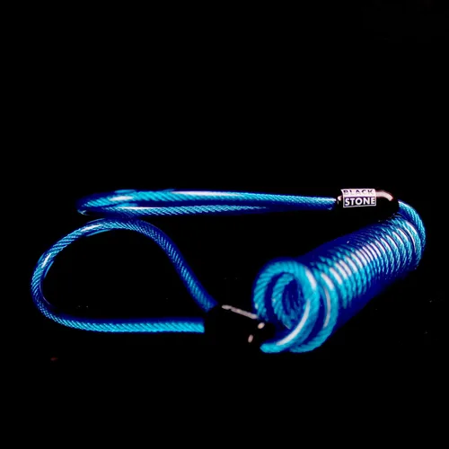 Vista 2 de Blackstone Cable de recordatorio de seguridad para bloqueo de casco, bloqueo de agarre, bloqueo de disco de 5 pies (azul)