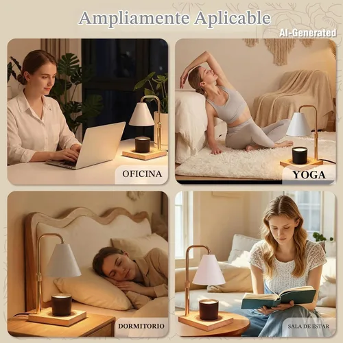 Vista 4 de Lámpara calentadora de velas con temporizador, regalos de cumpleaños C. Blanco