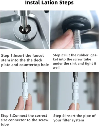 Vista 6 de Grifo de agua potable para cocina, grifos de ósmosis inversa 100% sin plomo, grifos de agua filtrada de cocina de acero inoxidable, grifo RO