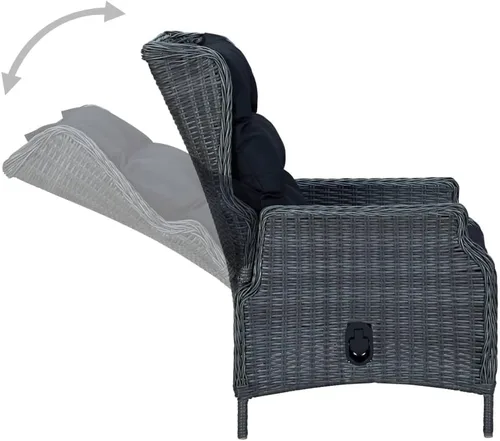 Vista 5 de Ensemble de salle à manger extérieur 9 piezas gris foncé, mesa rectangular et 6 chaises avec primos, résistant aux intempéries pour jardín, terraza