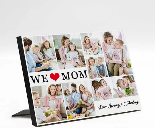 Vista 13 de InterestPrint Panel de fotos personalizado para mamá y nombre para exhibición de mesa Love You Mom You're the Best 3 Fotos Marco de fotos