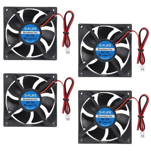 Vista 9 de 4pcs 8025 Ventilador de enfriamiento 3.150x3.150x0.984 in DC 5V USB Cooler Brushless 3.150 in XH2.54 para DIY PC PC PC Case (5V USB)