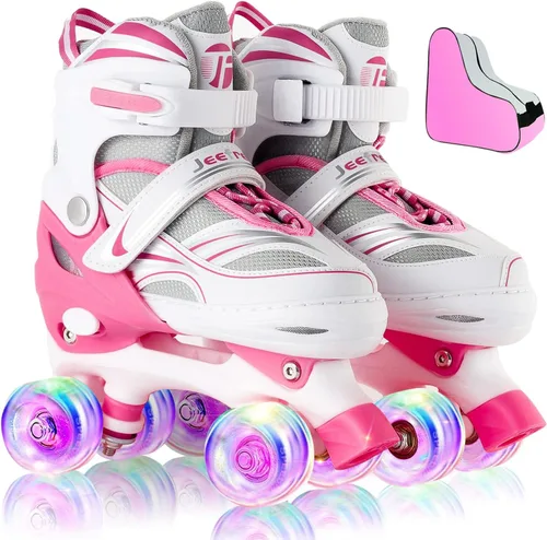 Vista 5 de Rainbow Unicorn 4 Size Adjustable Light up Roller Skates for Girls Boys for Kids，All 8 Wheels of Girl's Skates Shine,Safe and Fun for Kids