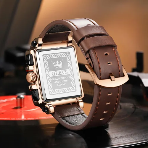 Vista 2 de OLEVS Elegante reloj de pulsera para hombre, correa de silicona, cronógrafo de acero inoxidable Pro Diver, reloj cronógrafo de fecha impermeable