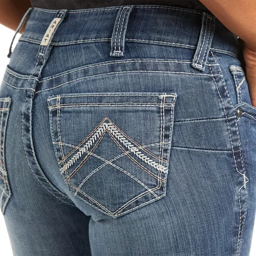 Vista 3 de ARIAT Women's R.e.a.l. Mid Rise Stretch Icon Stackable Straight Leg Jean