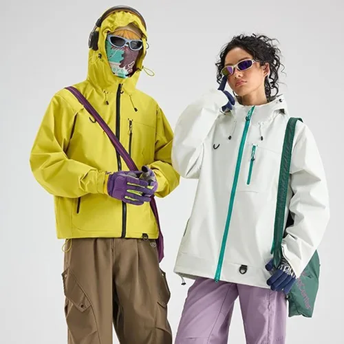 Vista 3 de Abrigos de otoño e invierno 3 en 1 con capucha, chaqueta de esquí de nieve 2026, impermeable, resistente al viento, forro polar, para mujeres y Negro