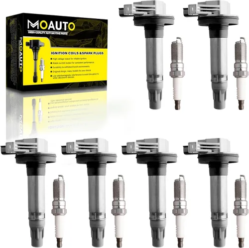 Vista 16 de Juego de 6 bobinas de encendido pack UF487 90919-02255 y 6 piezas bujías de iridio compatibles con Lexus Toyota Lotus ES350 RX350 RX450h Avalon
