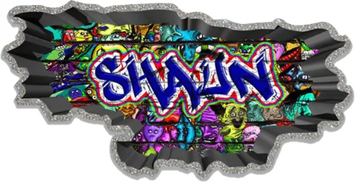 Vista 14 de Calcomanía de pared de graffiti con borde de hormigón profundo, calcomanía de vinilo personalizada (MYS107-S)