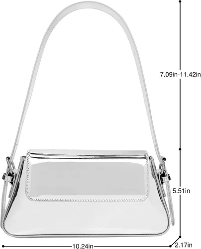 Vista 7 de Bolso de hombro pequeño para mujer, lindo bolso de mano hobo de noche, bolso de mano Y2K plateado brillante para fiesta, graduación, boda