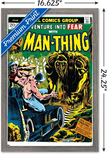 Vista 3 de Trends International Marvel Comics: Man-Thing #16 - Póster de pared, 22.4 pulgadas de largo x 14.7 pulgadas, versión enmarcada en madera de granero
