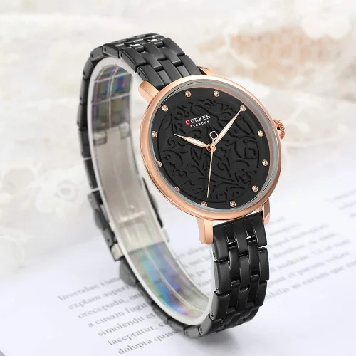Vista 4 de Oro mujeres reloj negocios cuarzo reloj señoras lujo femenino reloj de pulsera reloj chica Relogio Feminin