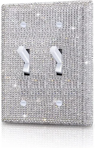 Vista 9 de Diamantes de imitación rosa brillante, placa decorativa para interruptor de luz de palanca simple, placa de cubierta decorativa, cubierta