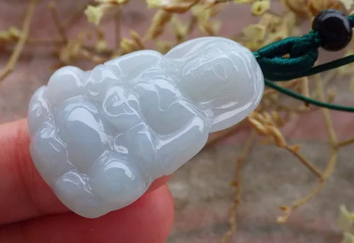 Vista 3 de gojade Certificado ICY Blanco 100% Natural A Jade Jadeita Colgante Guanyin Kwan Yin Lotus Flower Collar 464900 GS