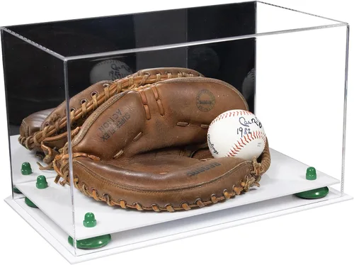 Vista 11 de Better Display Cases Vitrina de guantes de béisbol de acrílico transparente con elevadores negros (A011/V16)