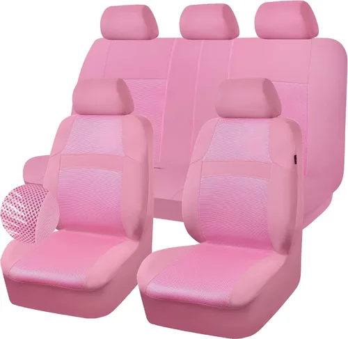 Vista 9 de CAR PASS Juego de fundas de asiento completas, Funda de asiento de malla de aire 3D con esponja compuesta de 5 mm en el interior, compatible