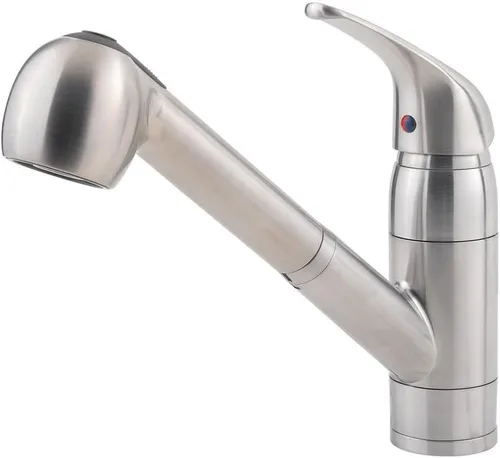 Vista 2 de Grifo de cocina de Pfister con un mango extraíble de 1 o 3 orificios, sin plomo, serie Pfirst, G133-10SS Acero inoxidable