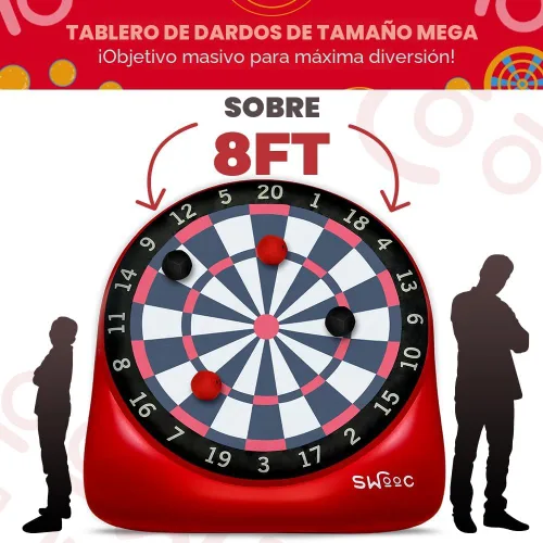 Vista 5 de Juegos SWOOC - Dardos gigantes inflables (más de 15 formas de jugar) - Pizarra gigante de dardos de fútbol con bomba de aire - Grandes
