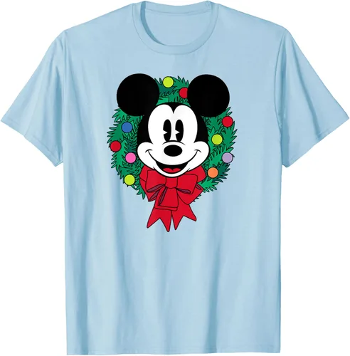 Vista 29 de Amazon Essentials Camiseta navideña festiva de Mickey Mouse para hombre, color azul, talla S Blanco