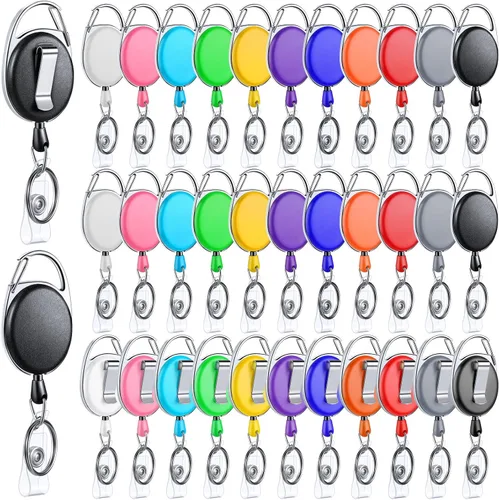 Vista 8 de Yaomiao Paquete de 100 carretes retráctiles para tarjetas de identificación con clips, carretes resistentes para tarjetas de identificación, a