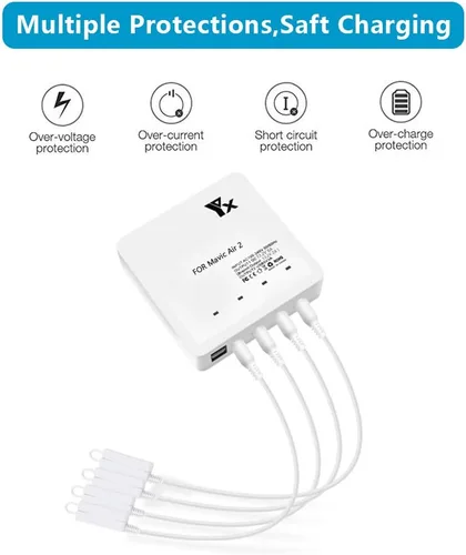 Vista 7 de Taoke para Mavic Air 2 / Air 2S Hub de carga de batería inteligente Cargador de batería múltiple