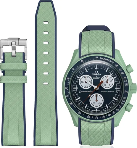 Vista 10 de Correa Stanchev para reloj Moonswatch, correa de silicona suave curvada sin espacio de 20mm para reloj Omega X Swatch Speedmaster, correa
