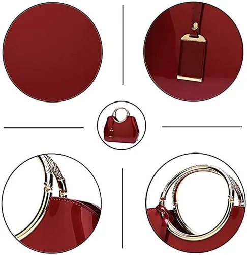 Vista 3 de Bolsos de mujer, bolsos con asa superior para mujer, bolsos de hombro elegantes de charol para el trabajo, boda, compras, citas