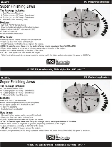 Vista 2 de PSI Woodworking CJAWXL - Mandíbulas planas de 8-1/4" para mandriles de torno de madera PSI Serie C