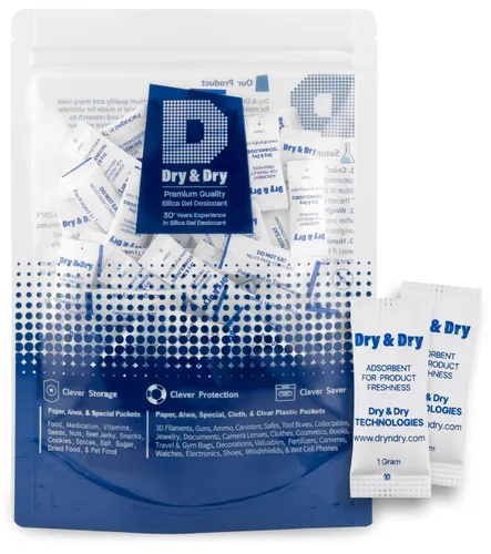 Vista 8 de Dry & Dry 0.02 oz [50 paquetes] Paquetes de gel de sílice seguros para alimentos y farmacéuticos desecantes - Paquetes de gel de sílice Tyvek®